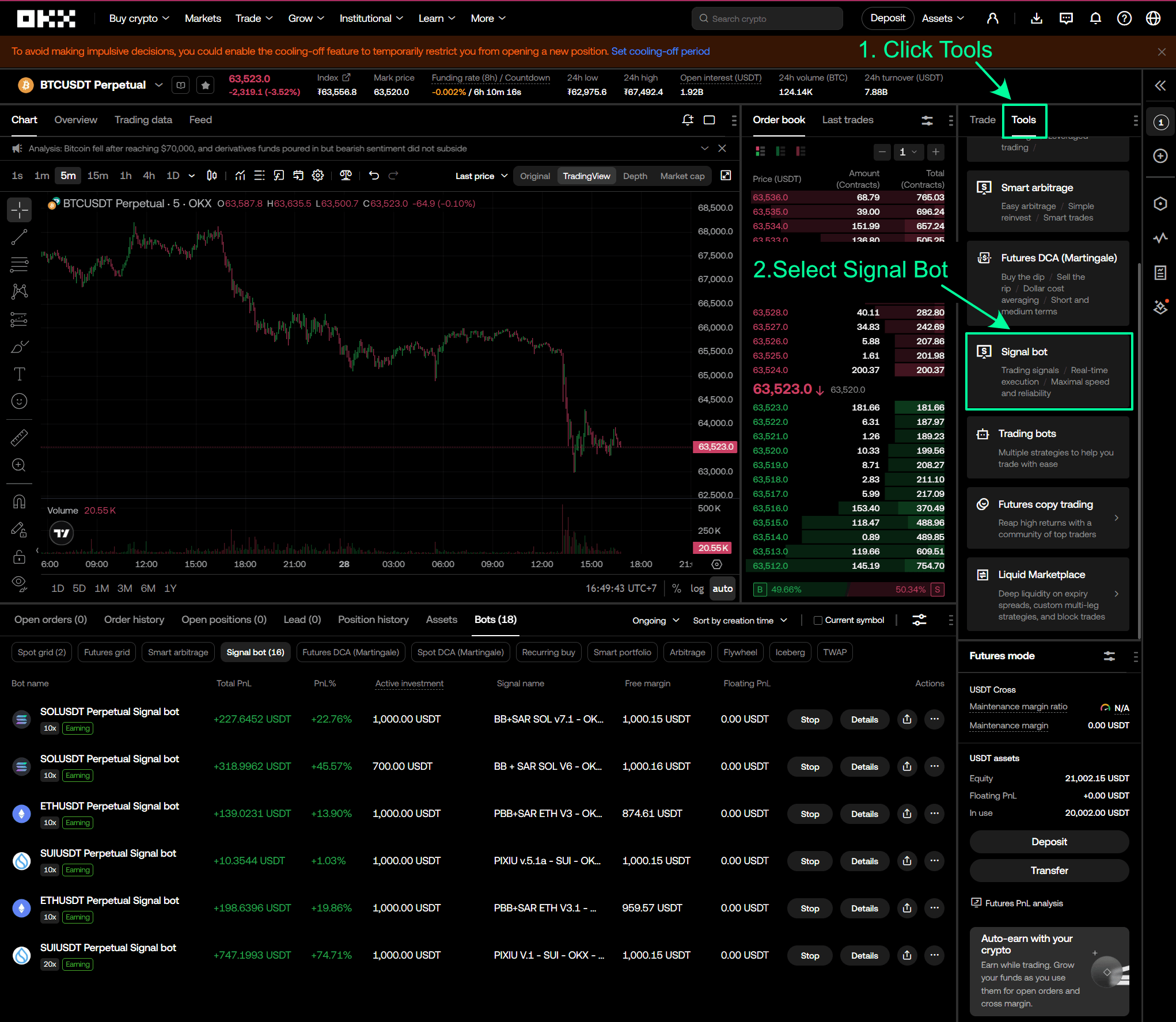 Select signal bot on okx
