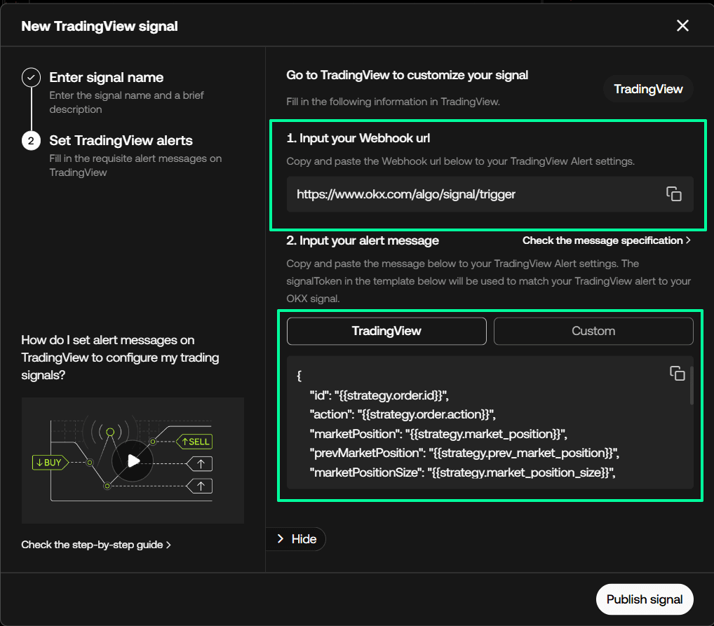 Add webhook and alert message