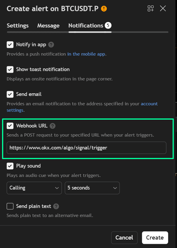 alert notifications on tradingview